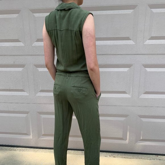 Army Green Sleeveless Jumpsuit - Picture 8 of 8